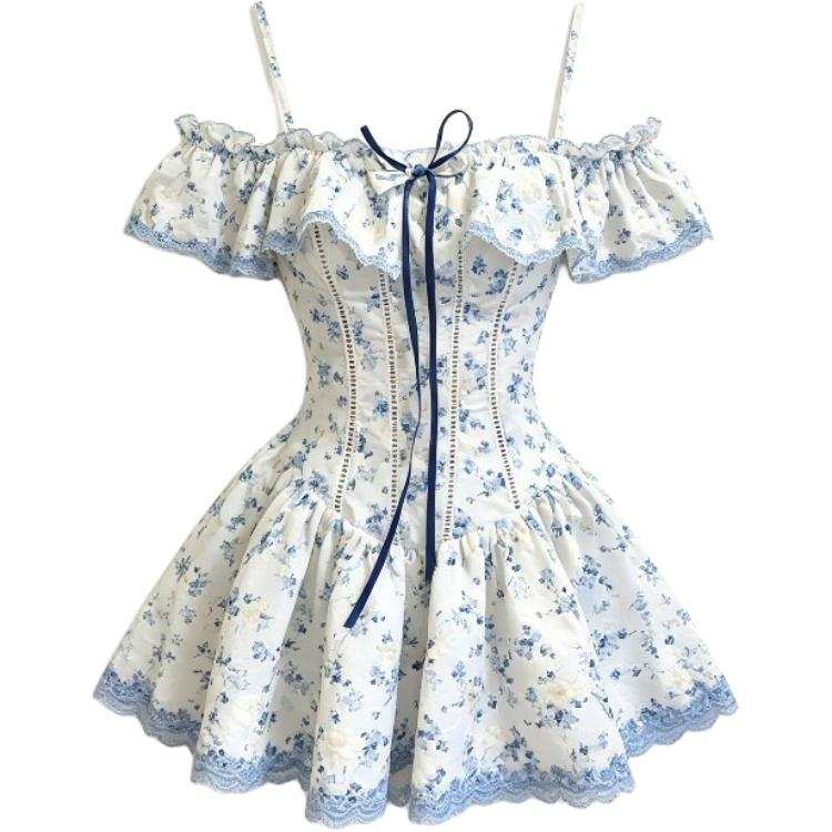 CHARM GLOW Slip Dresses Women's Blue Moderate Short Skirt A Line Skirt