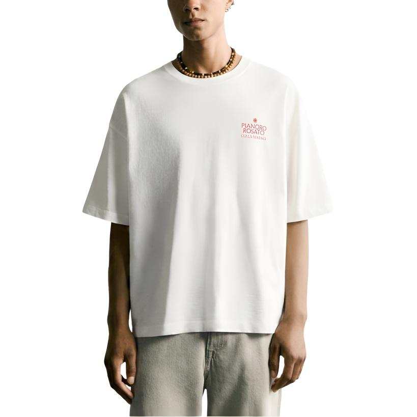 ZARA T Shirts Men's Frosted White Crew Neck