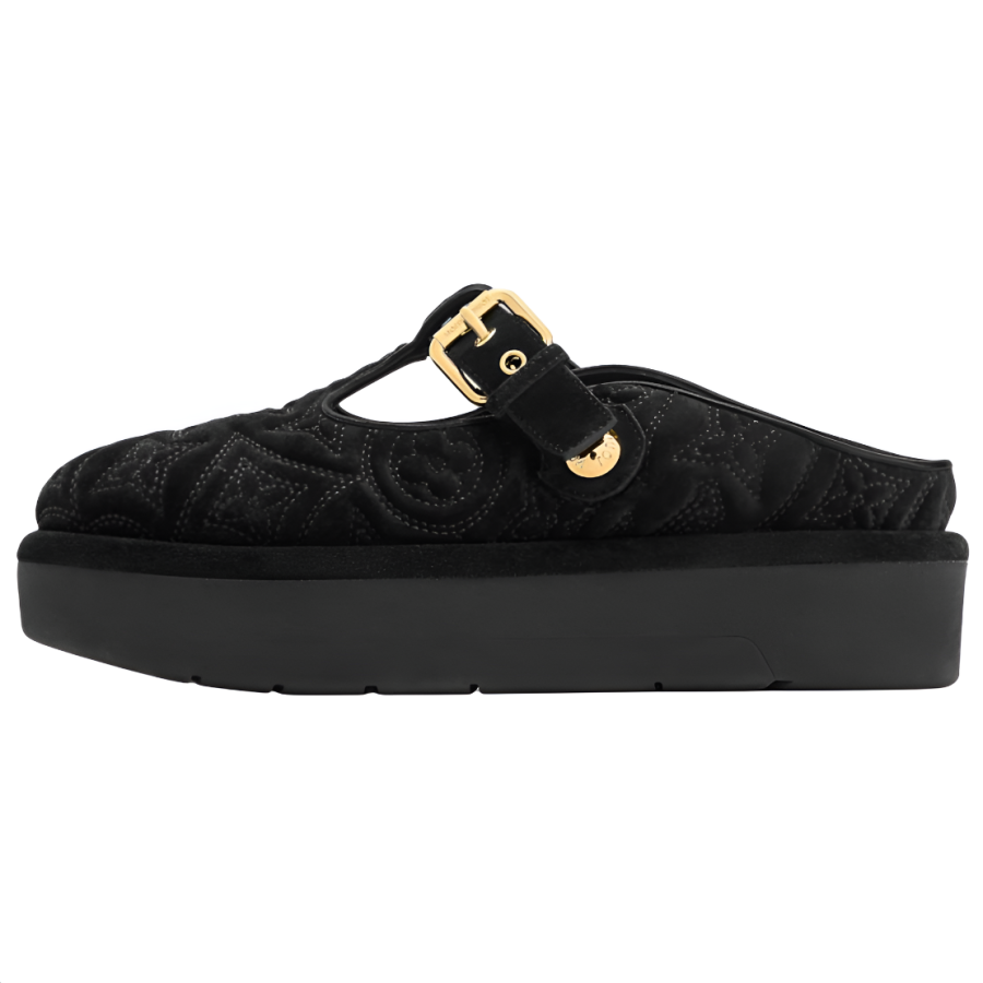 LOUIS VUITTON Aspen Closed Toe Slippers Women's Black