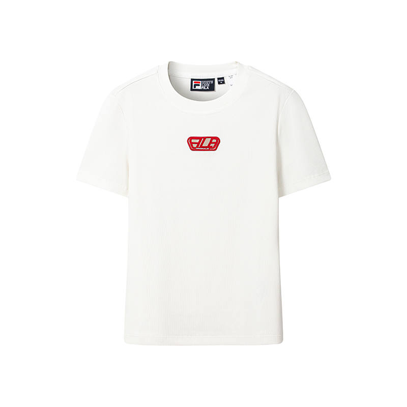 FILA ORIGINALE T Shirts Women's Cloud White Crew Neck Moderate Straight Fit