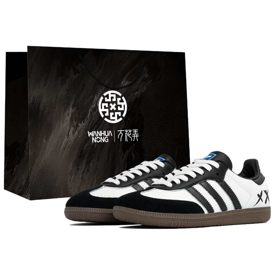 Adidas Originals SAMBA OG Wan Hua Nong, Reverse Black, Shopping Bag Abrasion Resistant Low top German Army Trainers