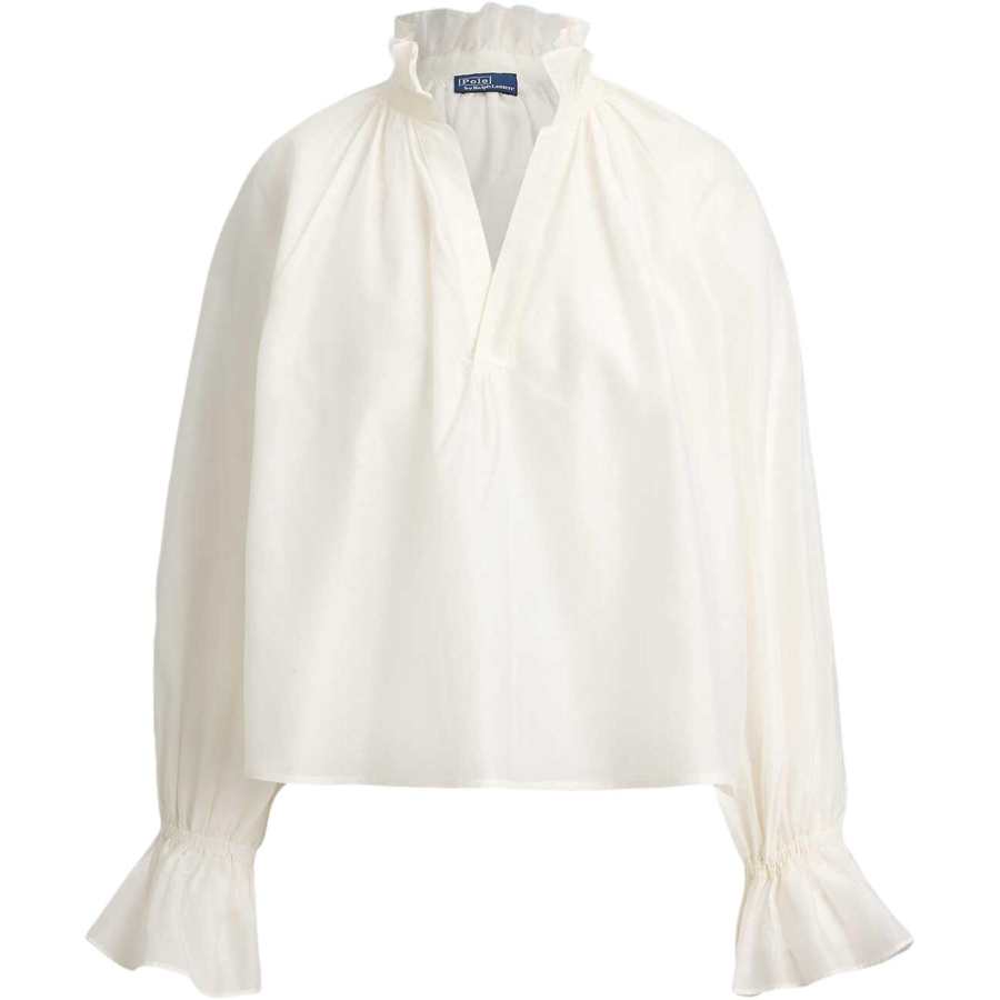 Polo Ralph Lauren Shirts Women's White Stand Collar Moderate A Line