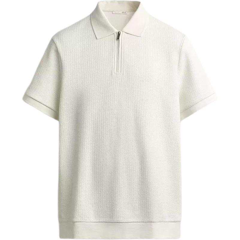 ZARA Polo Shirts Men's Frosted White Lapel Moderate Straight Fit
