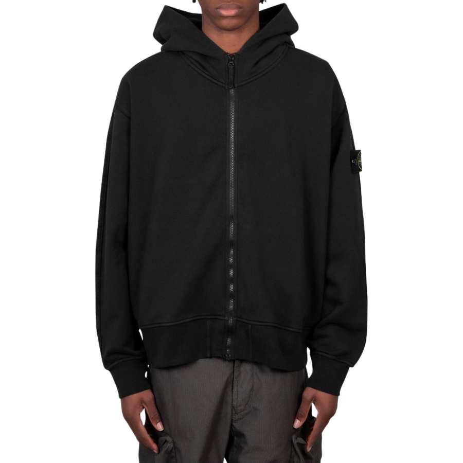 STONE ISLAND Jackets Men's Black Hooded Non Detachable Moderate Other