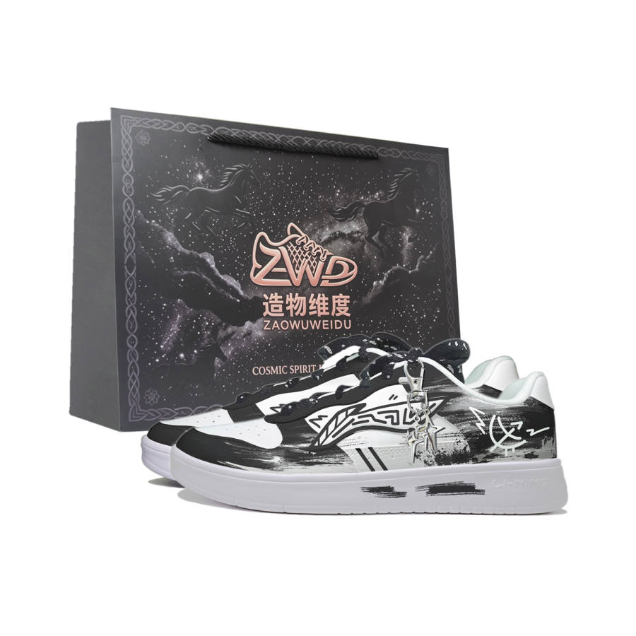 Li-Ning Li Ning Floating Boat Skateboard Shoes Men's Low Top Black White Ink Wash Style