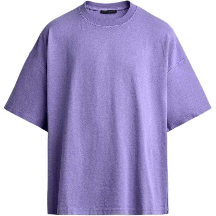 ZARA T Shirts Men's Dark Purple Crew Neck
