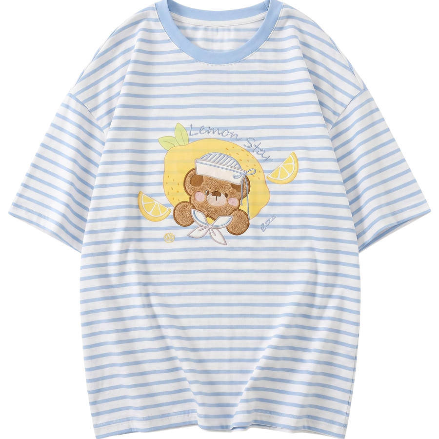 SNBL T Shirts Women's Stripes T Shirt Crew Neck Moderate