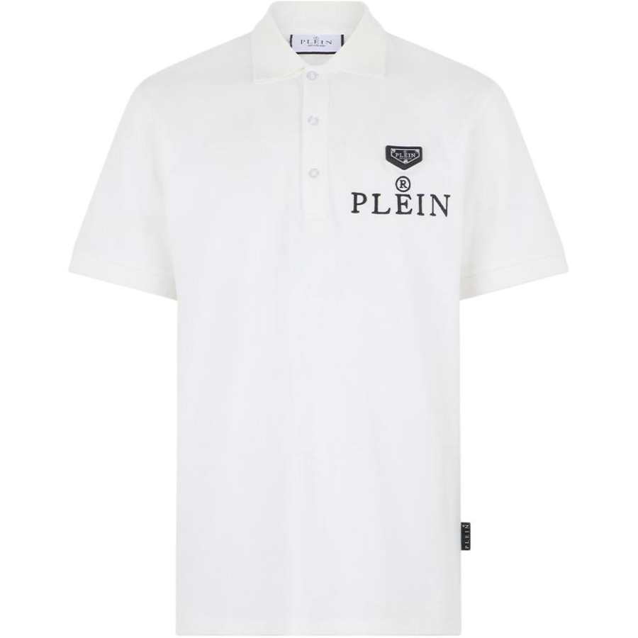 PHILIPP PLEIN Polo Shirts Men's White Lapel Moderate Straight Fit