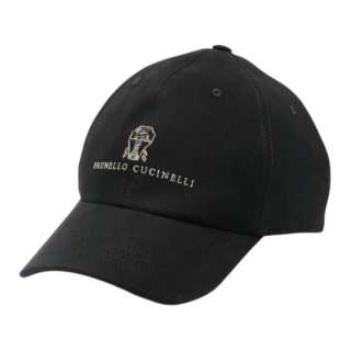 Brunello Cucinelli Calf Leather, Cotton Baseball Caps Men's Black