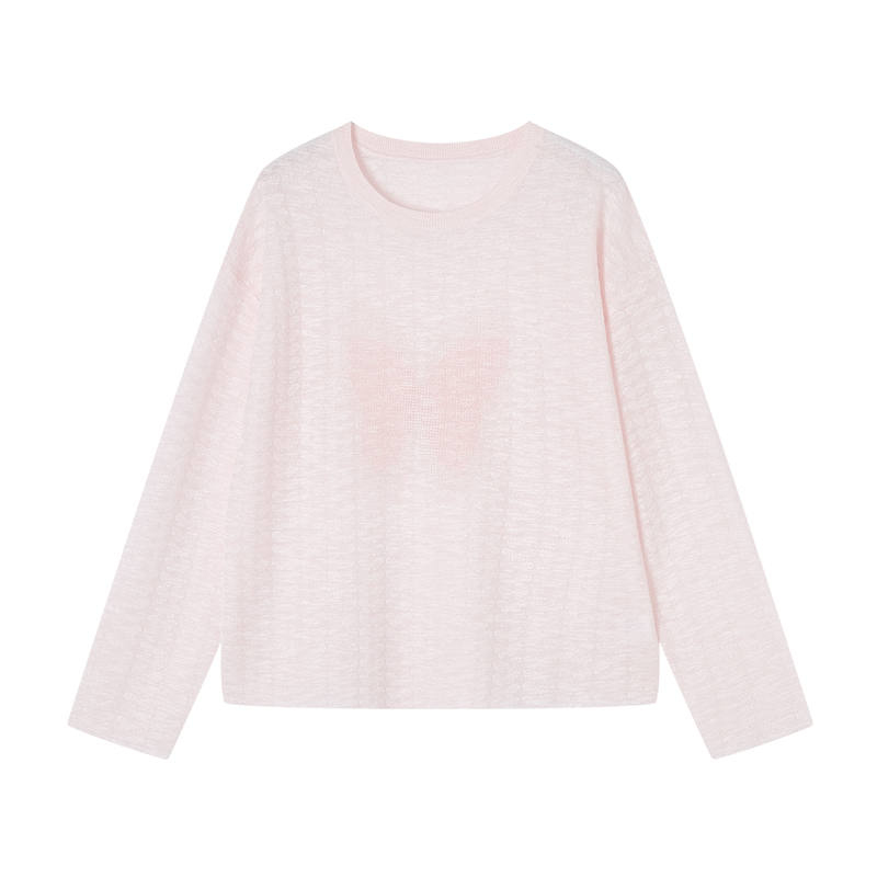XIANGYING Knitwear Women's Pink Crew Neck Moderate