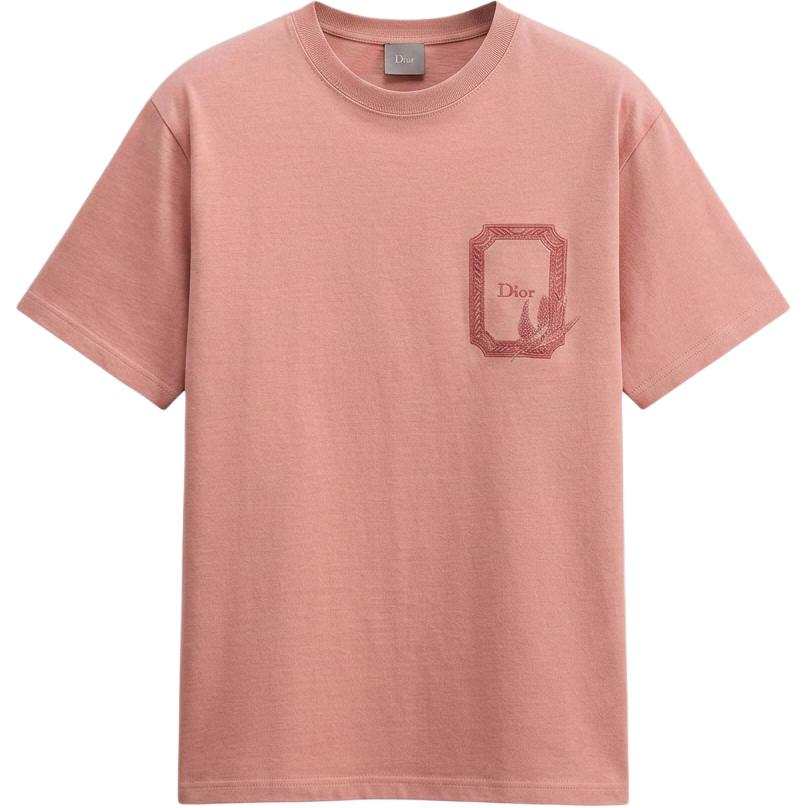 DIOR X Colibri T Shirts Men's Pink Crew Neck Moderate