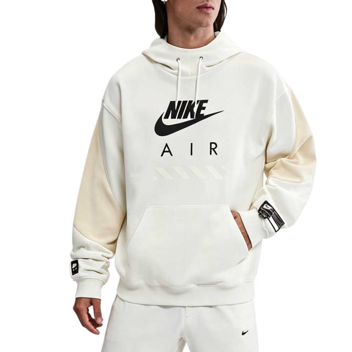 Nike Nike Air Sweatshirts Men's Sail White/Light Khaki/Black Hooded Non Detachable Moderate