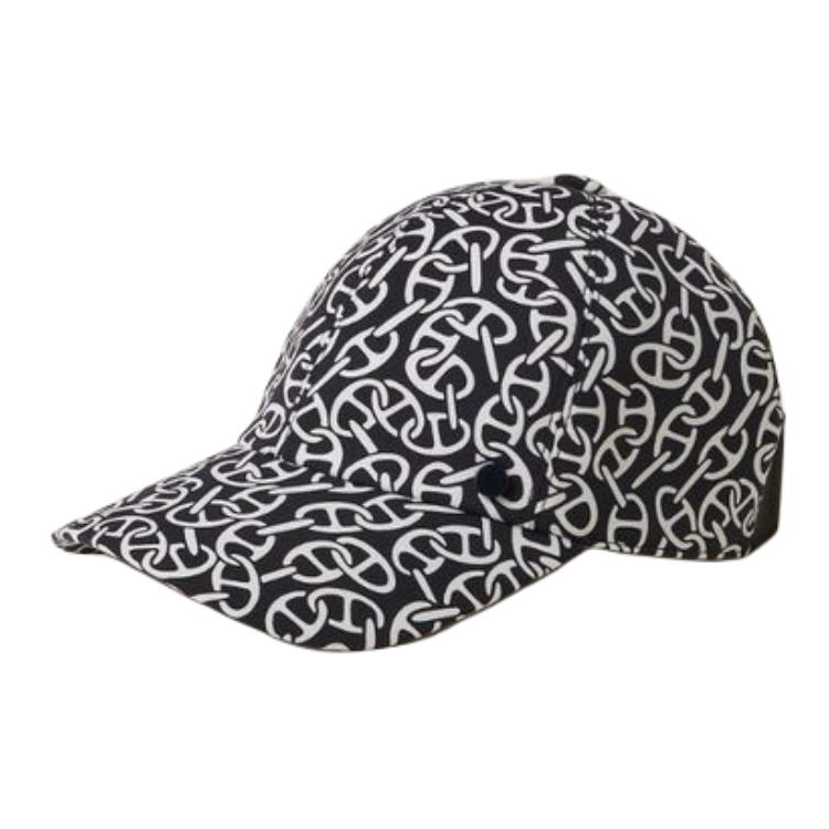 HERMES HERMES Patterned Print Polyamide Baseball Caps Women's Black