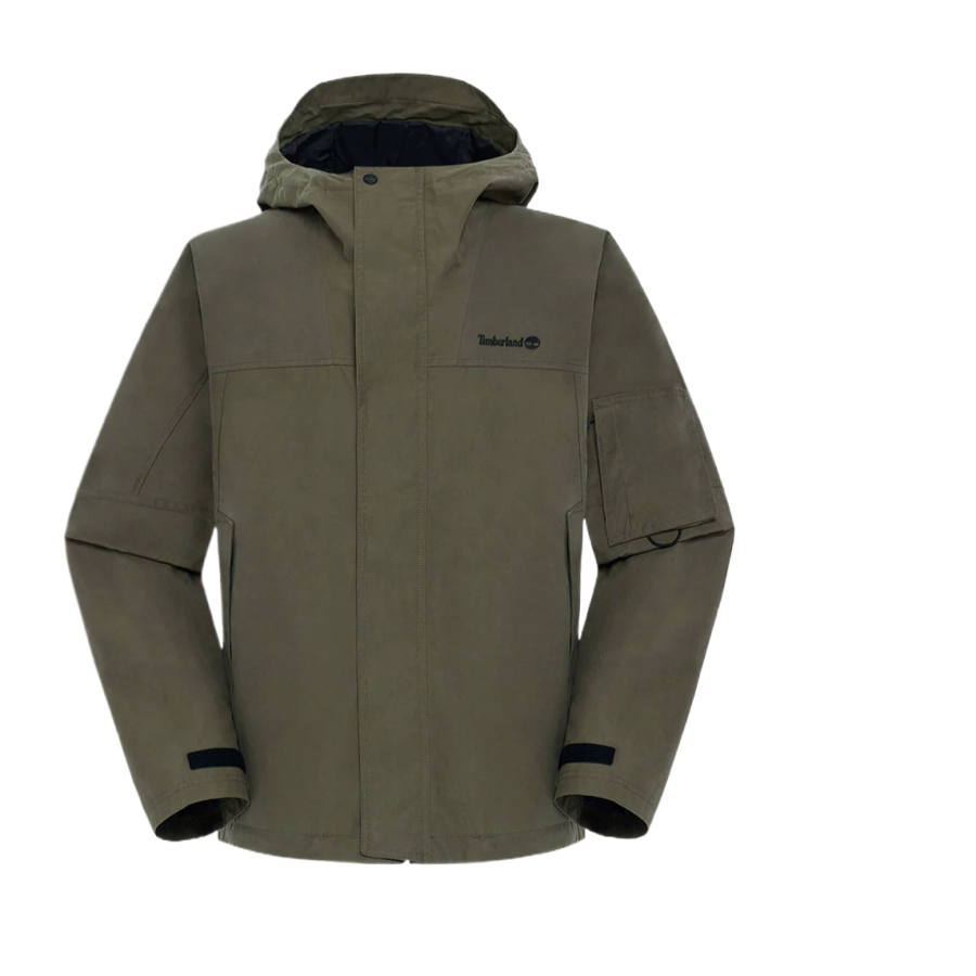 Timberland Windbreaker Jackets Men's Brown Green Hooded Non Detachable Moderate