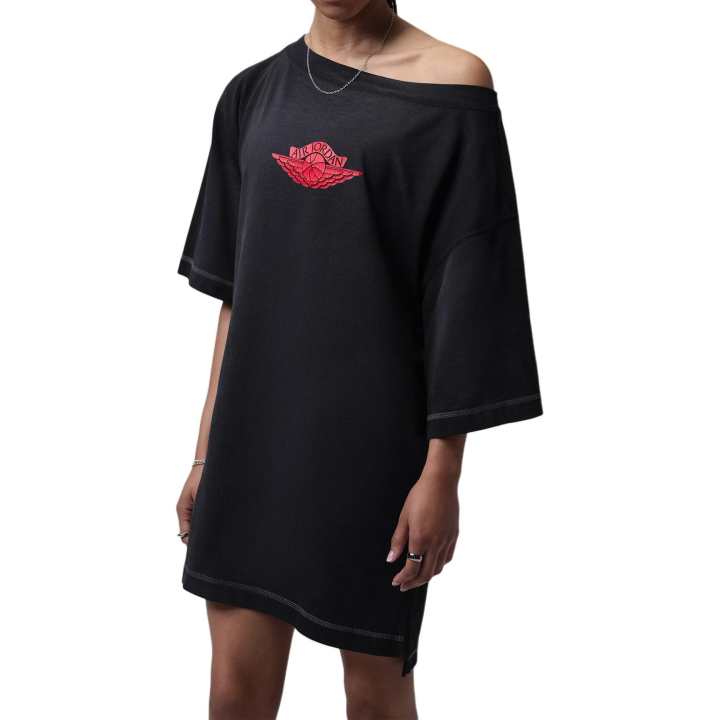 Jordan Jordan Flight Short Sleeved Dresses Women's Black/University Red/Iron Gray Moderate Short Skirt