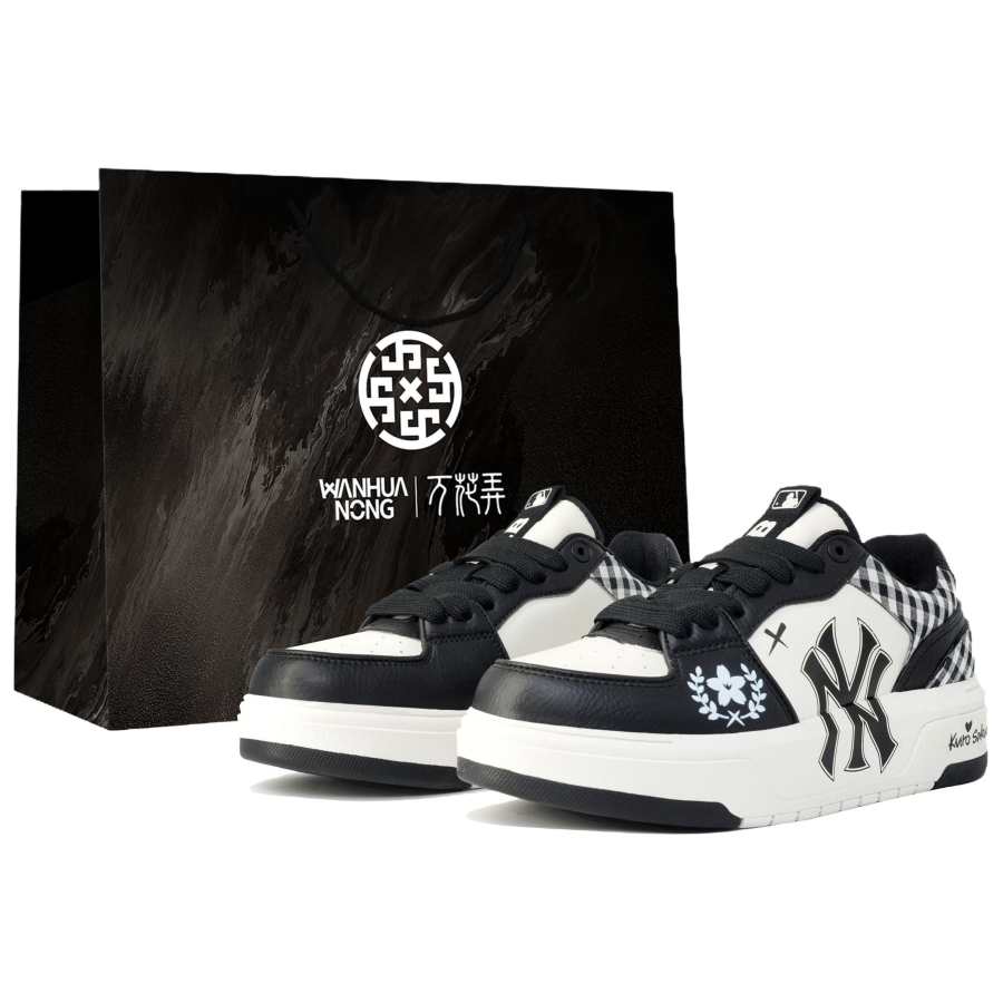 MLB Chunky Liner Slip Resistant Low top Skateboard Shoes Unisex Black White