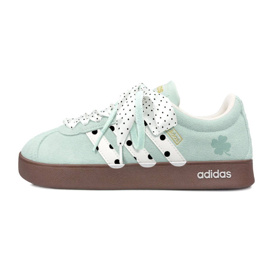 Adidas Adidas Vl Court Classic German Army Trainers Women's Low Top Mint Green White Brown Color Block