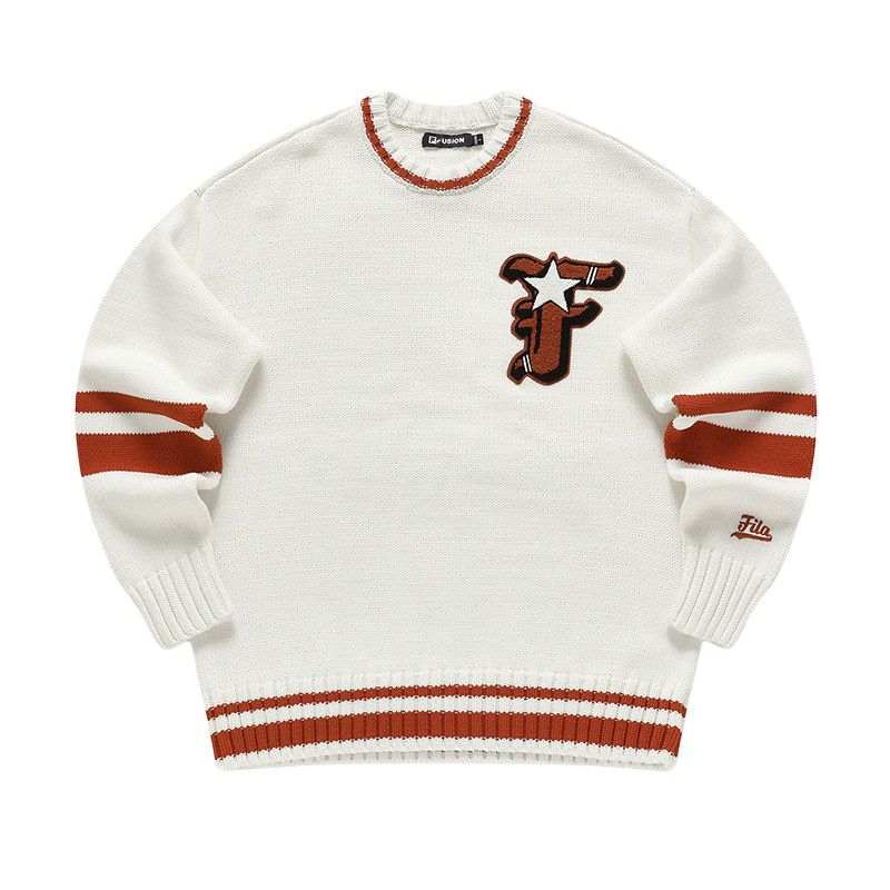FILA FUSION Knitwear Unisex Cloud White WT Crew Neck Moderate Other