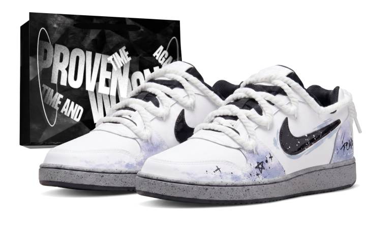 Nike Nike EBERNON Skateboard Shoes Men's Low Top White Purple
