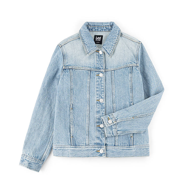 Lee Denim Jackets Women's Light Blue Lapel Moderate Straight Fit