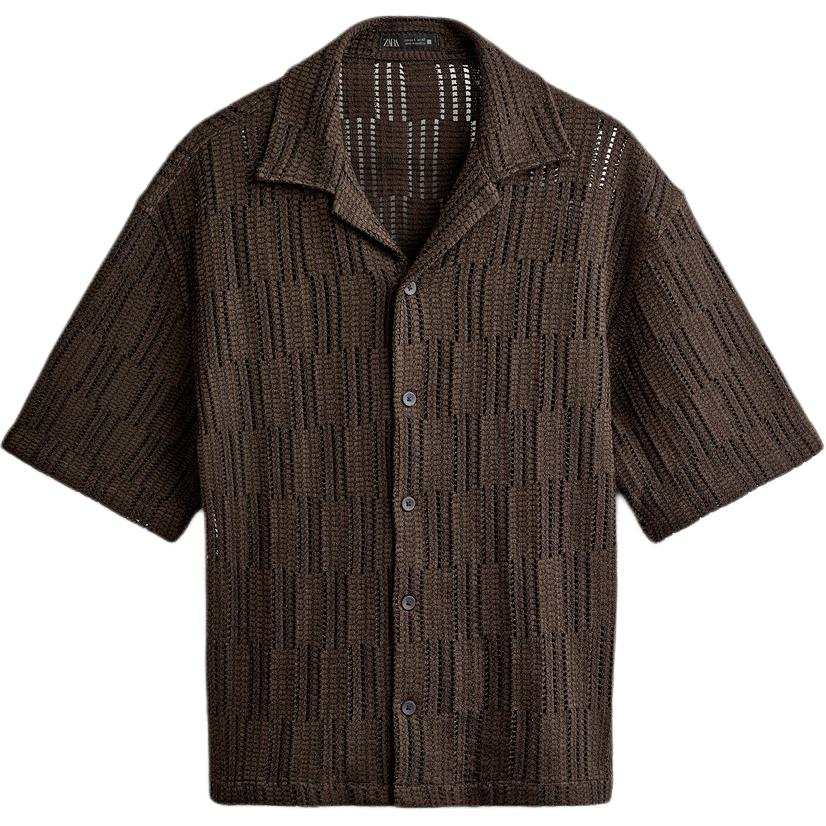 ZARA ZARA Shirts Men's Brown Lapel Moderate