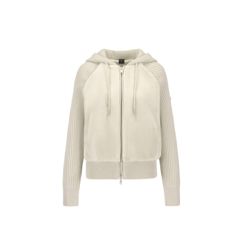 Moose Knuckles Velvet Jackets Women's Light Beige White Hooded Non Detachable Thickened Straight Fit