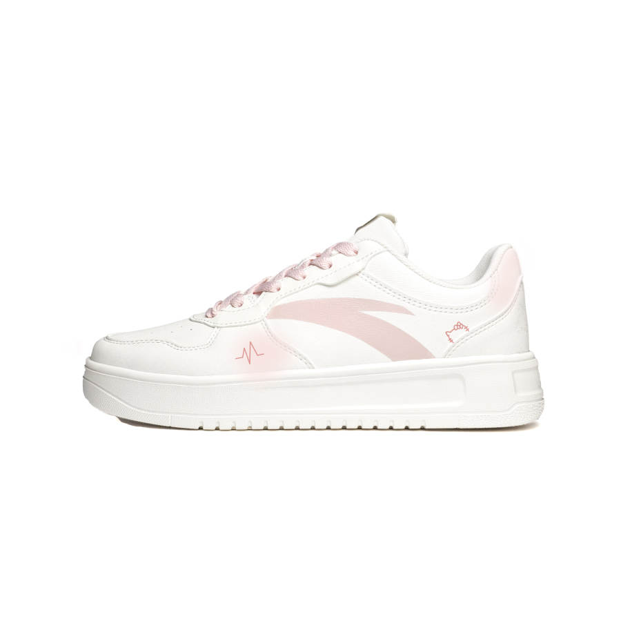 ANTA Easy Skateboard Shoes Women's Low Top White Pink Multicolor