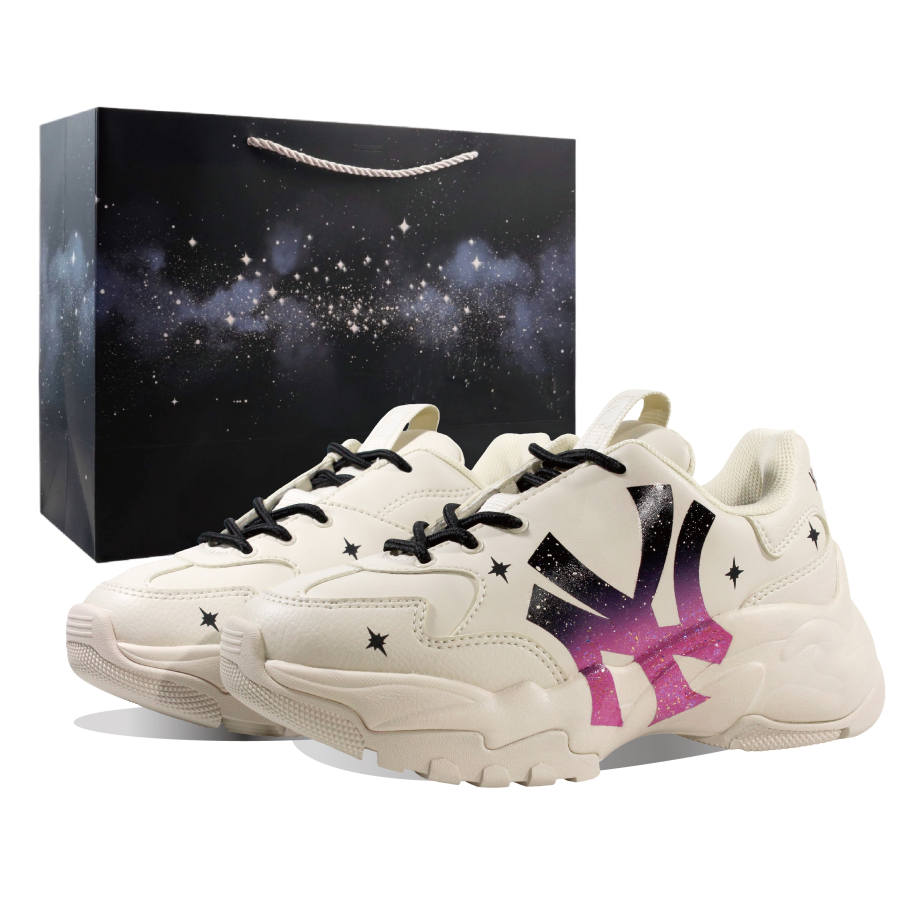 MLB Big Ball Chunky Sneakers Unisex Low Top Beige White Black Pink