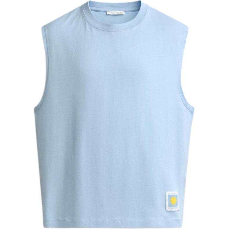 ZARA Tank Tops Men's Sky Blue Crew Neck Moderate