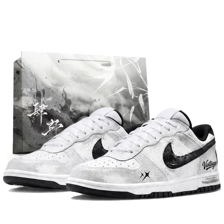 Nike Nike Big Skateboard Shoes Men's Low Top Silver Black