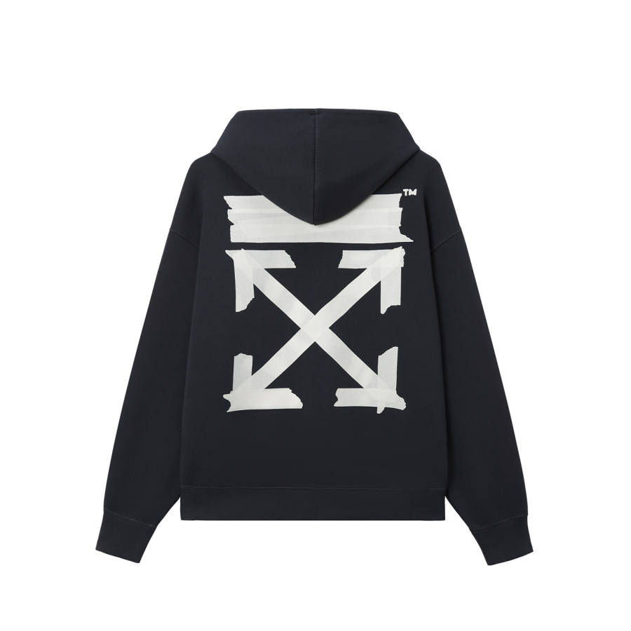 OFF-WHITE OFF WHITE Sweatshirts Men's Dark Gray Hooded Non Detachable Moderate Straight Fit