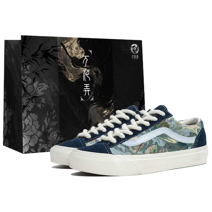 Vans Style 36 Kaleidoscope, Monet Garden, Shopping Bag Abrasion Resistant Low top Skateboard Shoes Unisex Blue White