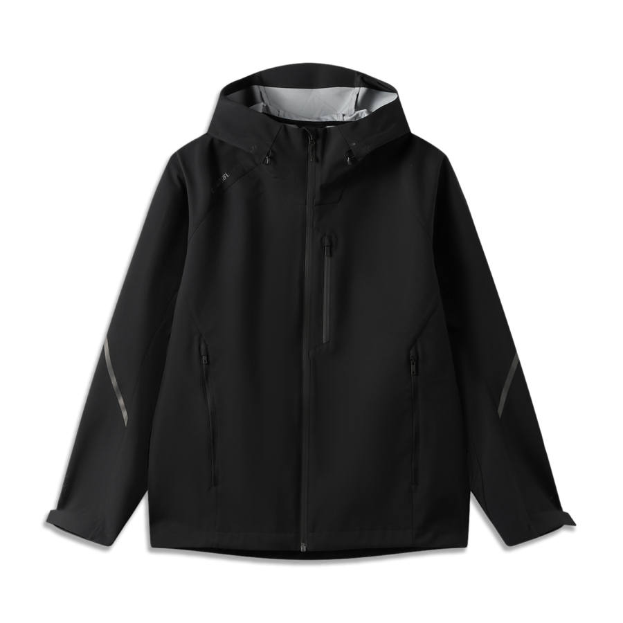Li-Ning Li Ning Outdoor CF Tracing Trench Coats Unisex Black Hooded Non Detachable Moderate Straight Fit