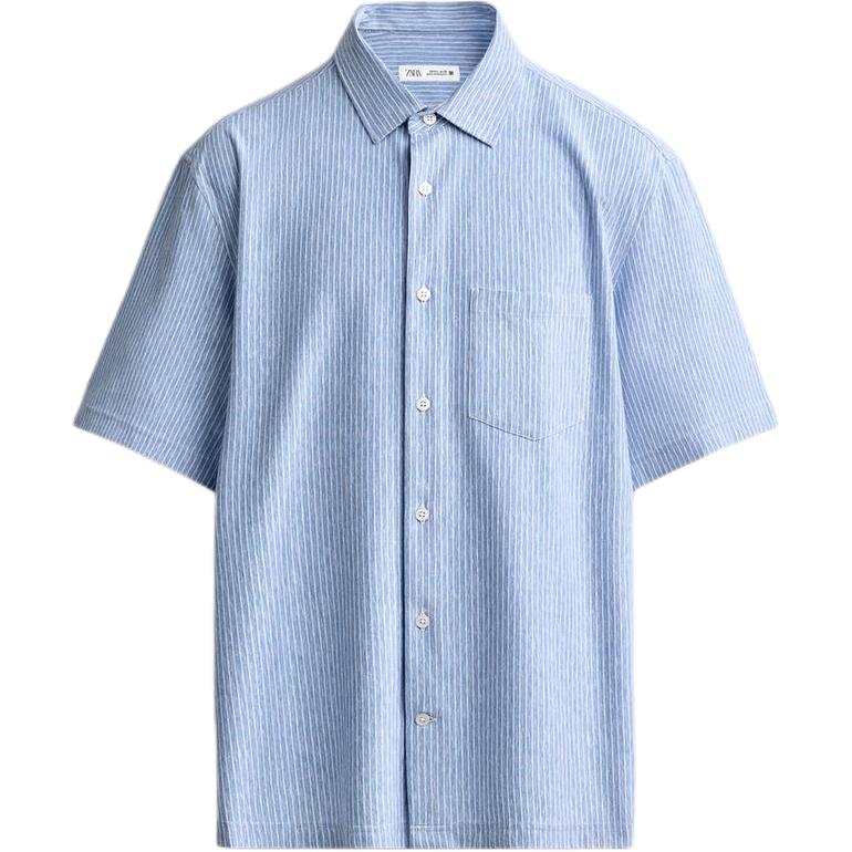 ZARA Shirts Men's White/Sea Blue Moderate