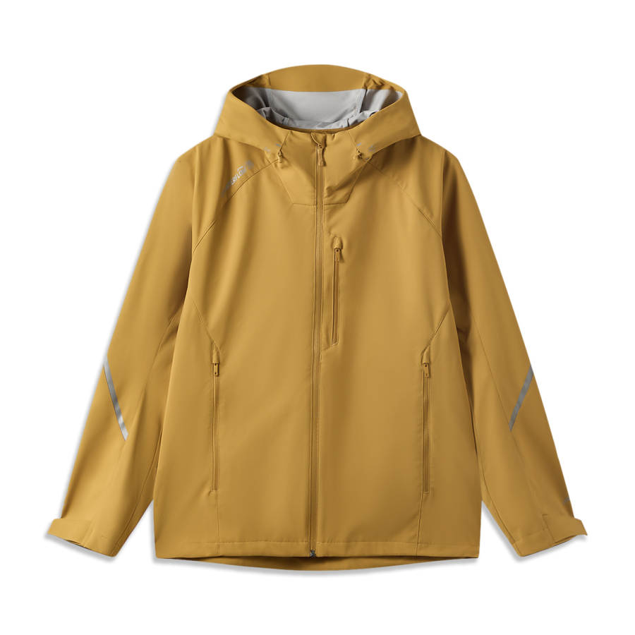 Li-Ning Li Ning Outdoor CF Tracing Softshell Jackets Men's Bronze Yellow Hooded Non Detachable Straight Fit