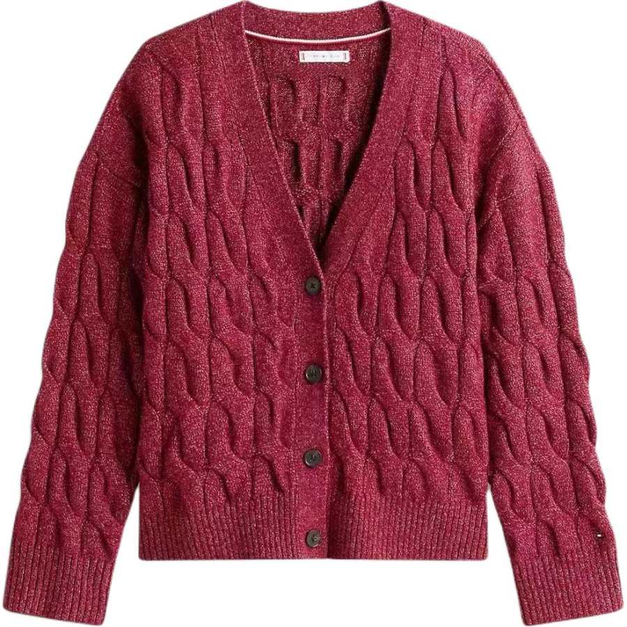 Tommy Hilfiger Knitwear Women's Dark Red V Neck Moderate