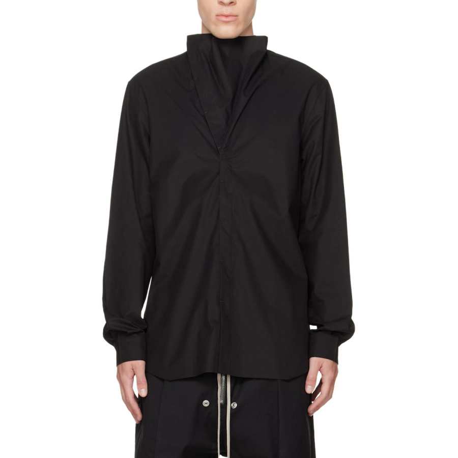 RICK OWENS Shirts Men's Black Stand Collar Moderate