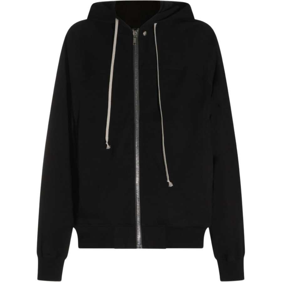 RICK OWENS Sweatshirts Men's Black Hooded Non Detachable Moderate