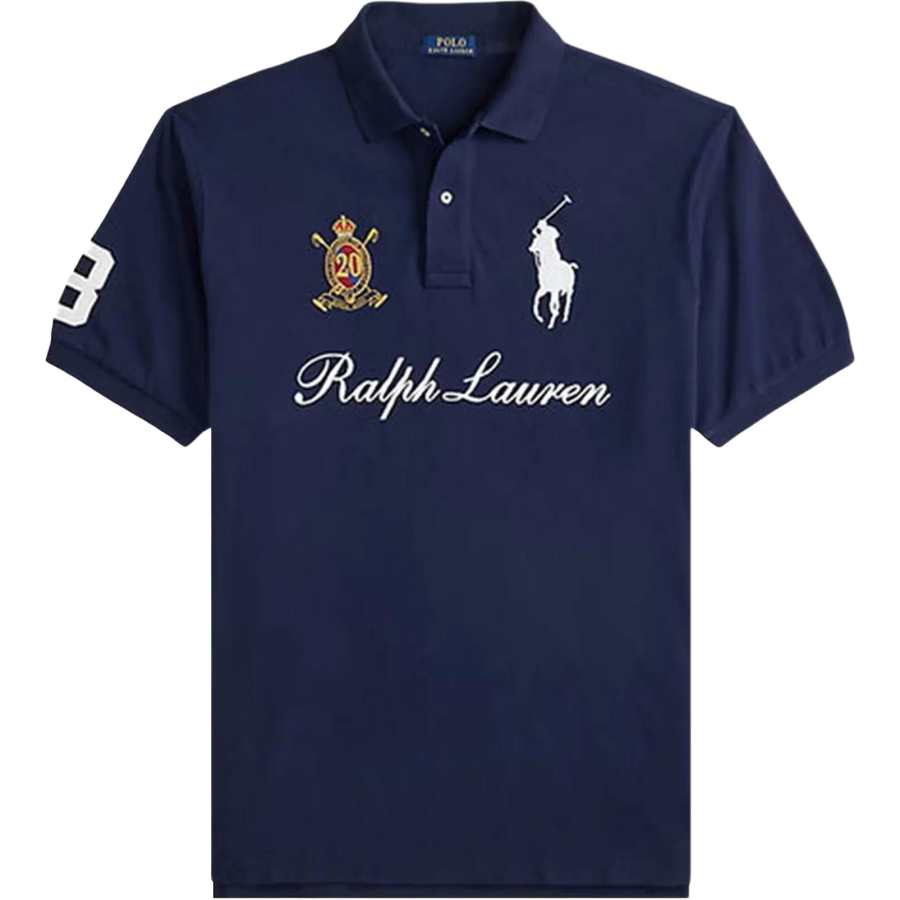 Polo Ralph Lauren Big Pony Polo Shirts Men's Marine Blue Polo Collar Moderate Straight Fit