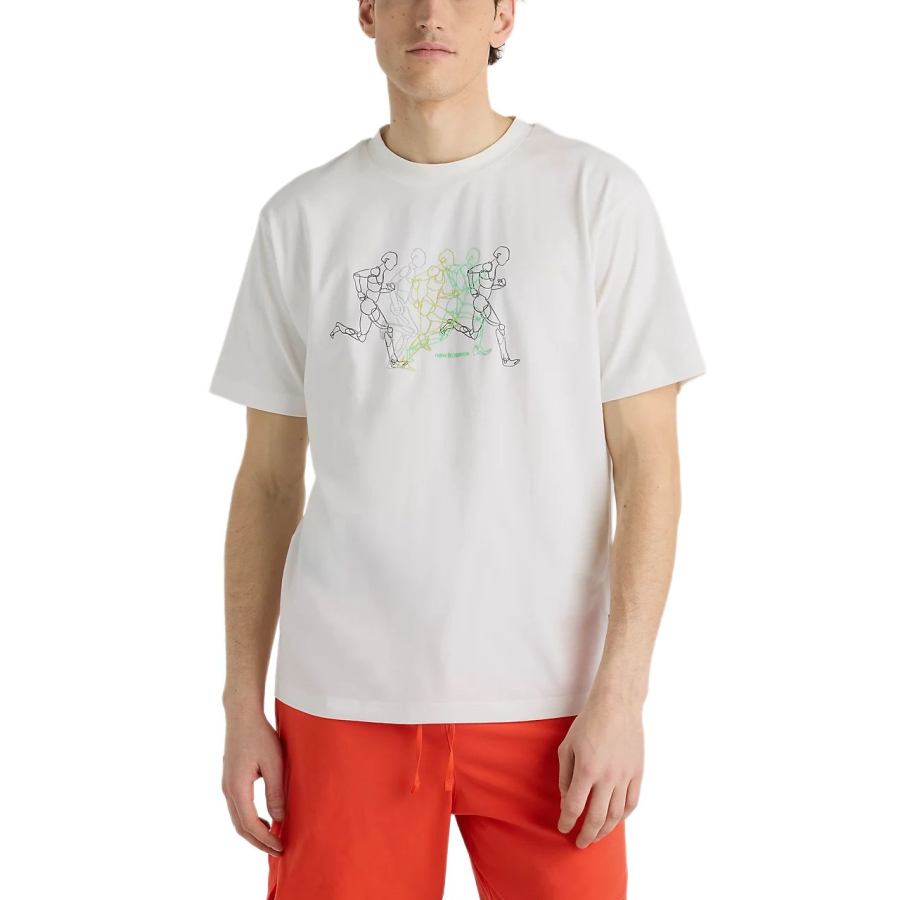 New Balance New Balance Running T Shirts Men's Sea Salt White Crew Neck Moderate
