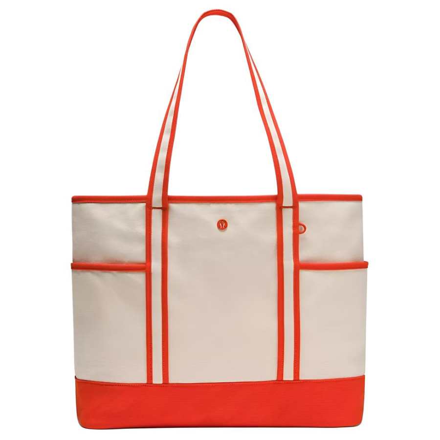 Lululemon Cotton Tote Bag, Shoulder Bag Women's Cherry & Natural