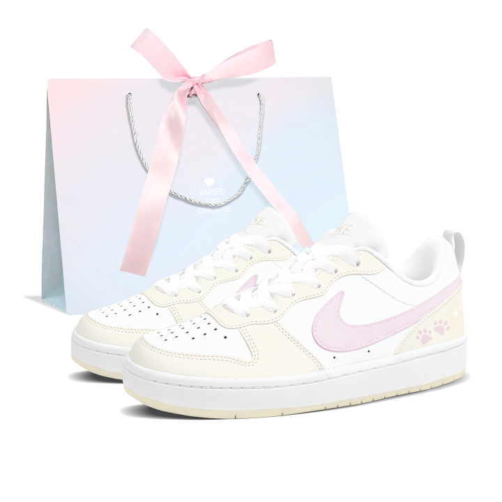 Nike Nike Court Borough Skateboard Shoes Women's Low Top Cream Pink