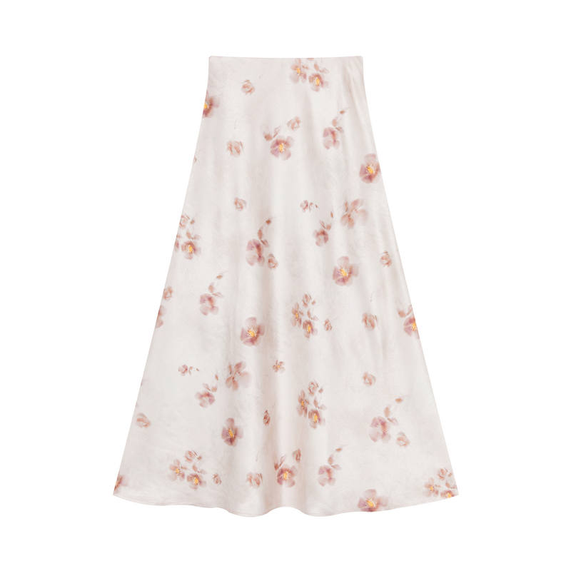 XIANGYING Casual Long Skirts Women's Light Pink Moderate Long Skirt
