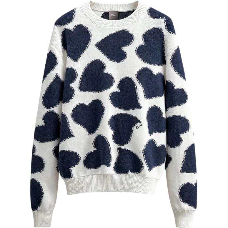 DIOR DIOR Sweaters Men's White Blue Crew Neck Moderate