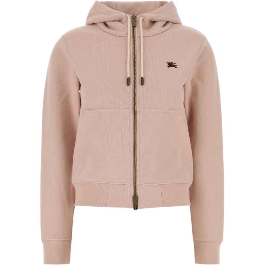 Burberry Sweatshirts Women's Light Pink Hooded Non Detachable Moderate Straight Fit