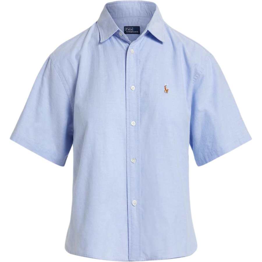 Polo Ralph Lauren Shirts Women's Hyacinth Blue Lapel Moderate Straight Fit