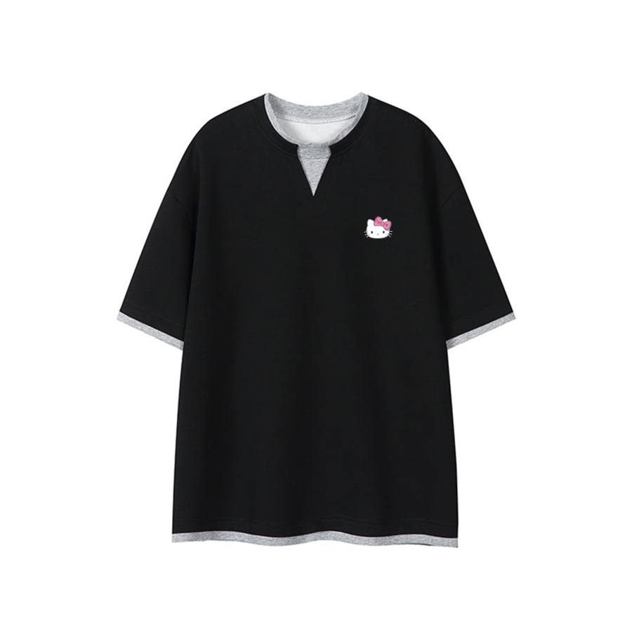 Sanrio X Hello Kitty Hello Kitty T Shirts Women's V Neck Moderate Straight Fit