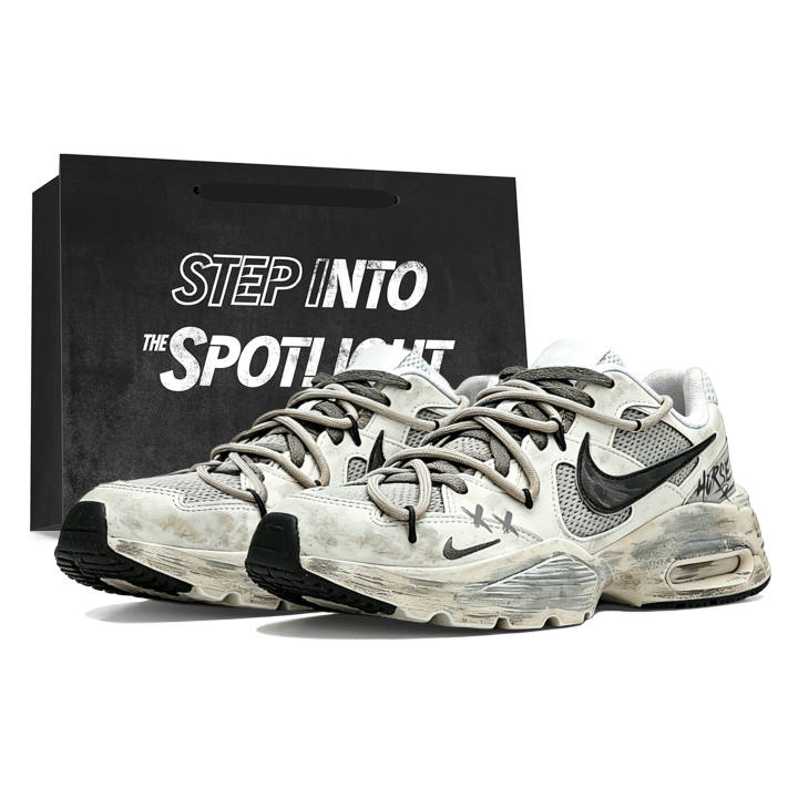 Nike Nike Air Max Fusion Running Shoes Unisex Low Top Black Gray Color
