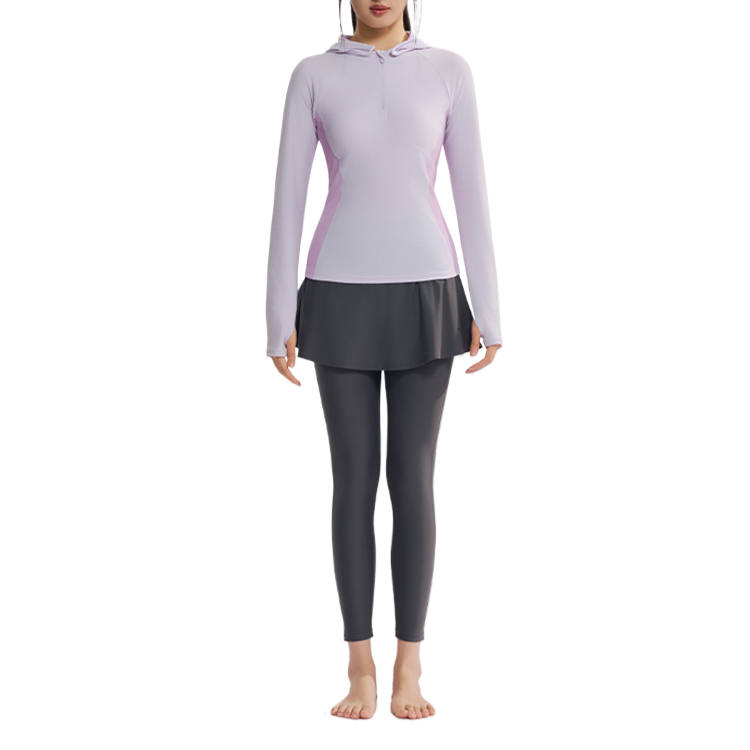 ANTA Two Piece Swimsuits Women's Purple 2 Pack Hooded Non Detachable Moderate