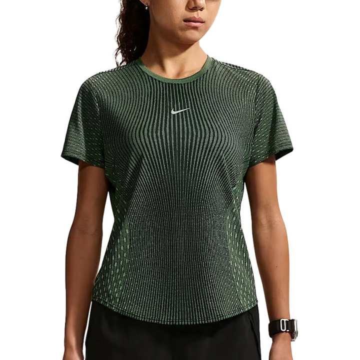 Nike Nike Running T Shirts Women's Black/Light Green Crew Neck Moderate